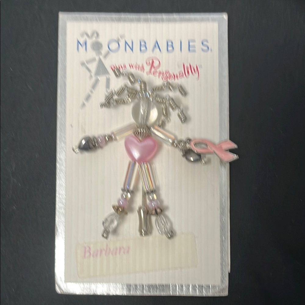 Moonbabies Charm with Pink Heart- Breast Cancer Awareness.